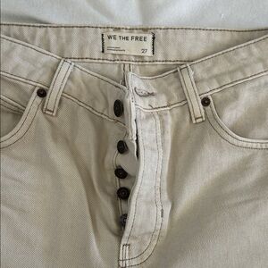 We The Free  Boyfriend style Off-White Button-Fly Pants